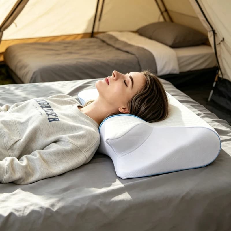 Cuscino in memory foam Contour, cuscino ergonomico per il supporto cervicale, design 2-in-1 per alleviare la tensione del collo durante il sonno prolungato
