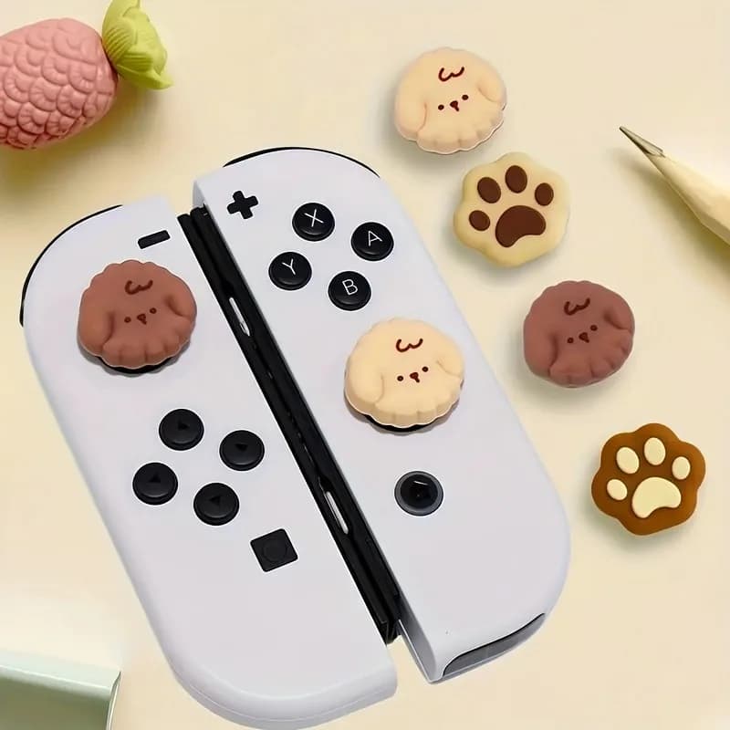 4 pezzi simpatico cappuccio per impugnatura per pollice con zampa di cane compatibile con Nintendo Switch/OLED/Lite coperture per joystick in morbido silicone design antiscivolo e confortevole