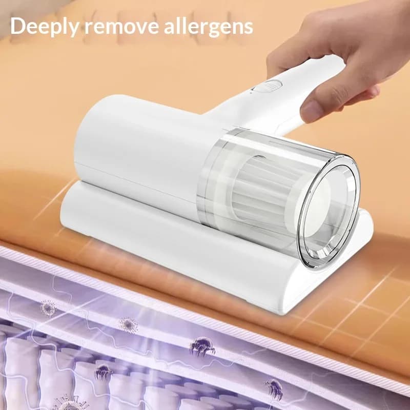 UV-C Sterilizing Cordless Handheld Vacuum, HEPA Filtration & Warm Air Dryer, Efficient Dust Mite Cleaner for Bedding, Sofa