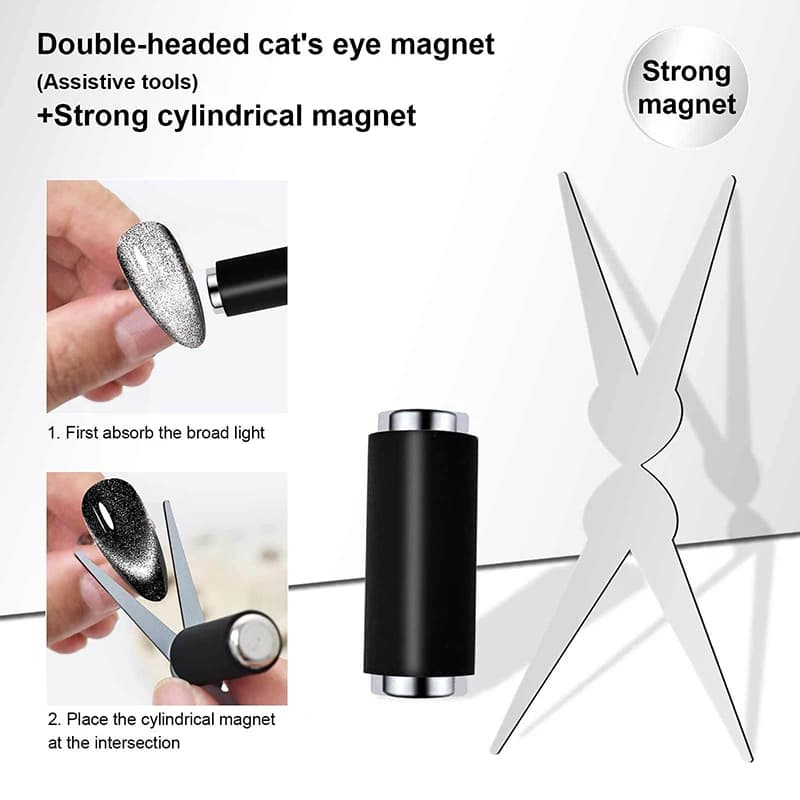 Multifunctional Magnetic Nail Pen for Cat Eye Effect, Super Powerful Magnet for Gel Nail Polish, Magnetic Cylinder for Cat Eye Effect, Magnetic Iron Sheet