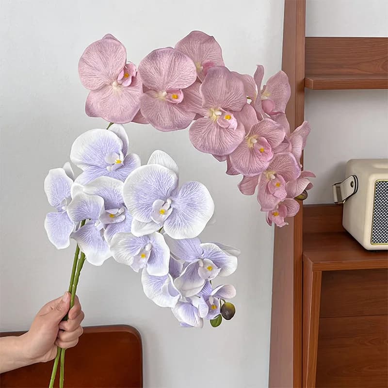 35,4 pollici retrò grande farfalla orchidea fiore di seta artificiale 10 teste Phalaenopsis soggiorno matrimonio giardino ornamenti fiori
