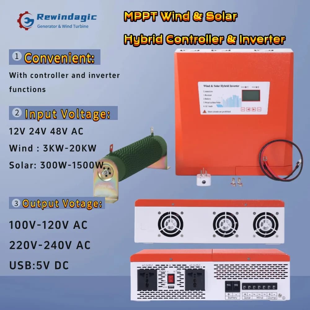MPPT Regolatore Eolico E Solare Inverter Dispositivo Integrato Trasformatore 5KW 10KW Iutput 12V 24V 48V AC Per Turbina Eolica Pannello Solare