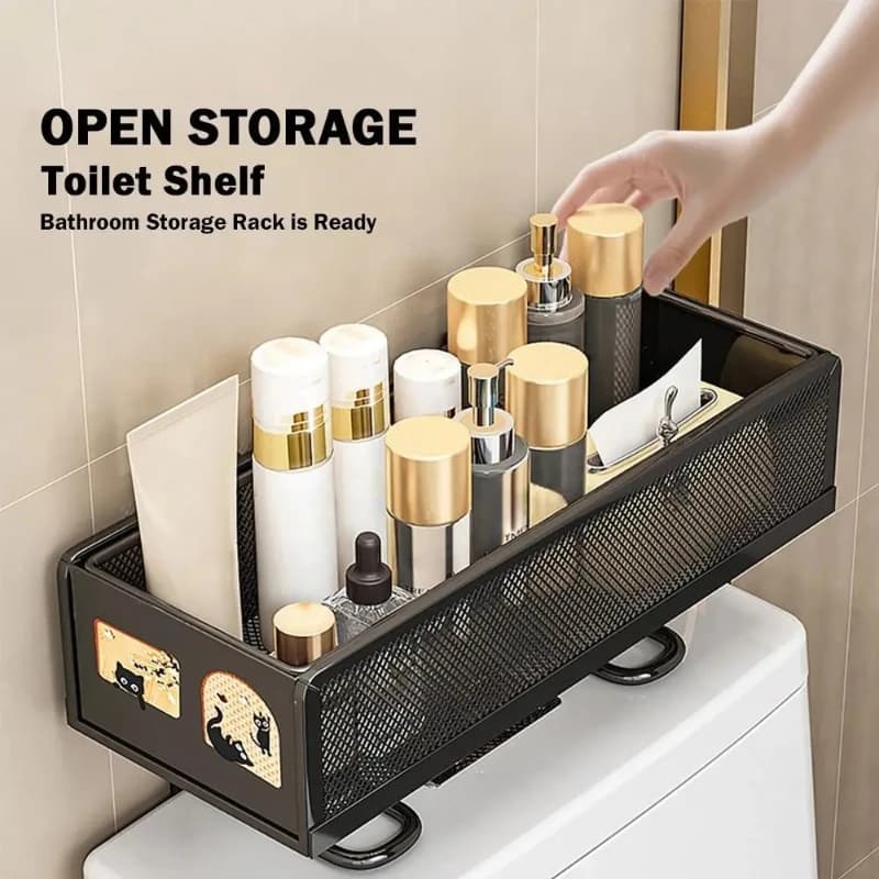 Shelves 1 Tier Toilet Storage Rack No Drilling Iron Over The Toilet Shelf Paper Holder Bathroom Storage Cabinet Bathroom