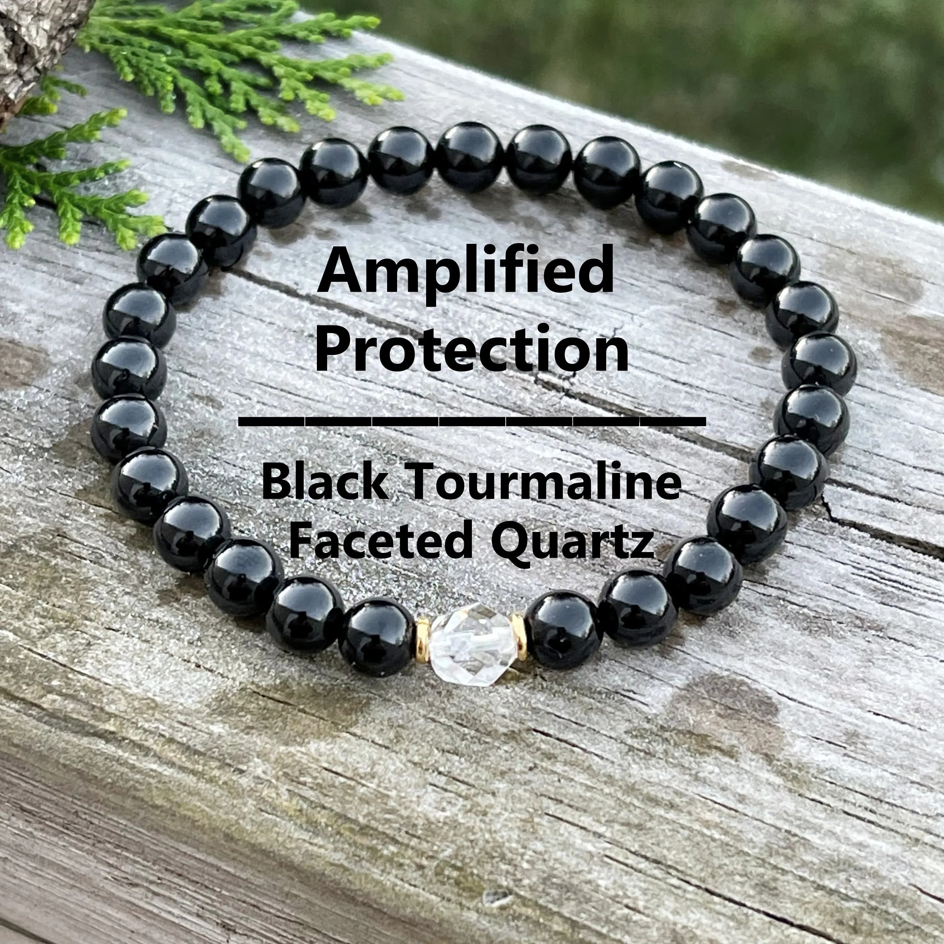 Bracciale in pietra naturale, Protezione amplificata, Bracciale in tormalina, Bracciale con perline regolabile, Bracciale da viaggio e da collezione, 1pz