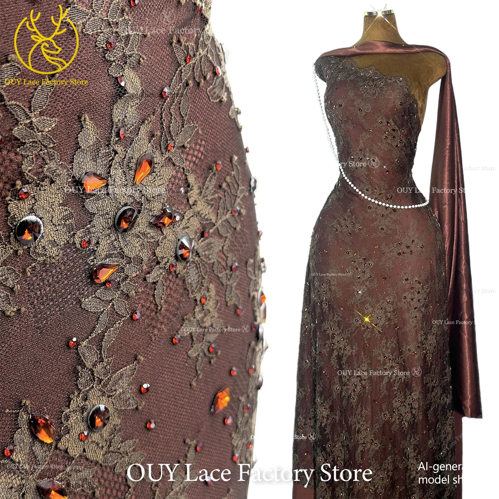 Luxury African Gemstone Embroidery Lace Fabric 2026 High Quality French Stone Tulle Lace Fabric For Nigerian Women Wedding Dress