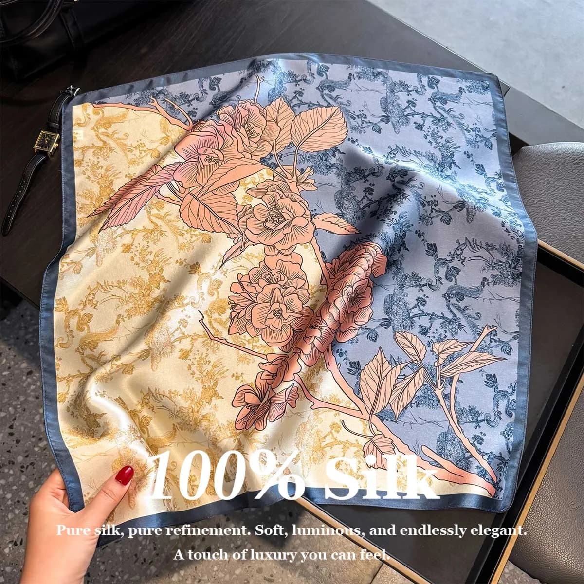 New 100% Women's Silk Lacquer, Solar Protective Scarf, Hijab, Bandana, Bufanda, Echarpe