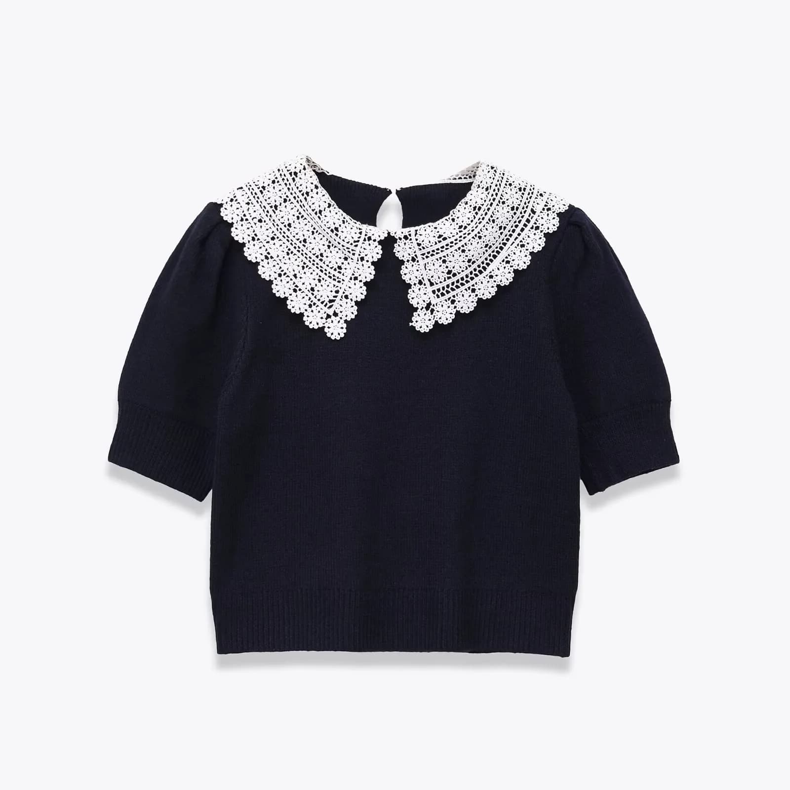 2026 Winter New Women's Knitted Short Sleeve Pullover Shirt Flip-Collar Hook Needle Knitwear Fashionable Casual Style 2142220