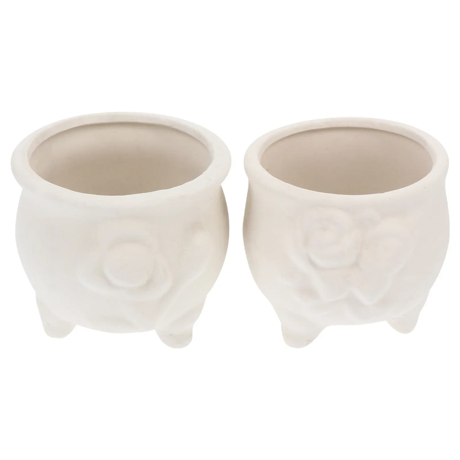 2Pcs Hand Painted White Ceramic Flowerpots DIY Graffiti Pots for Office Balcony Living Room Plant