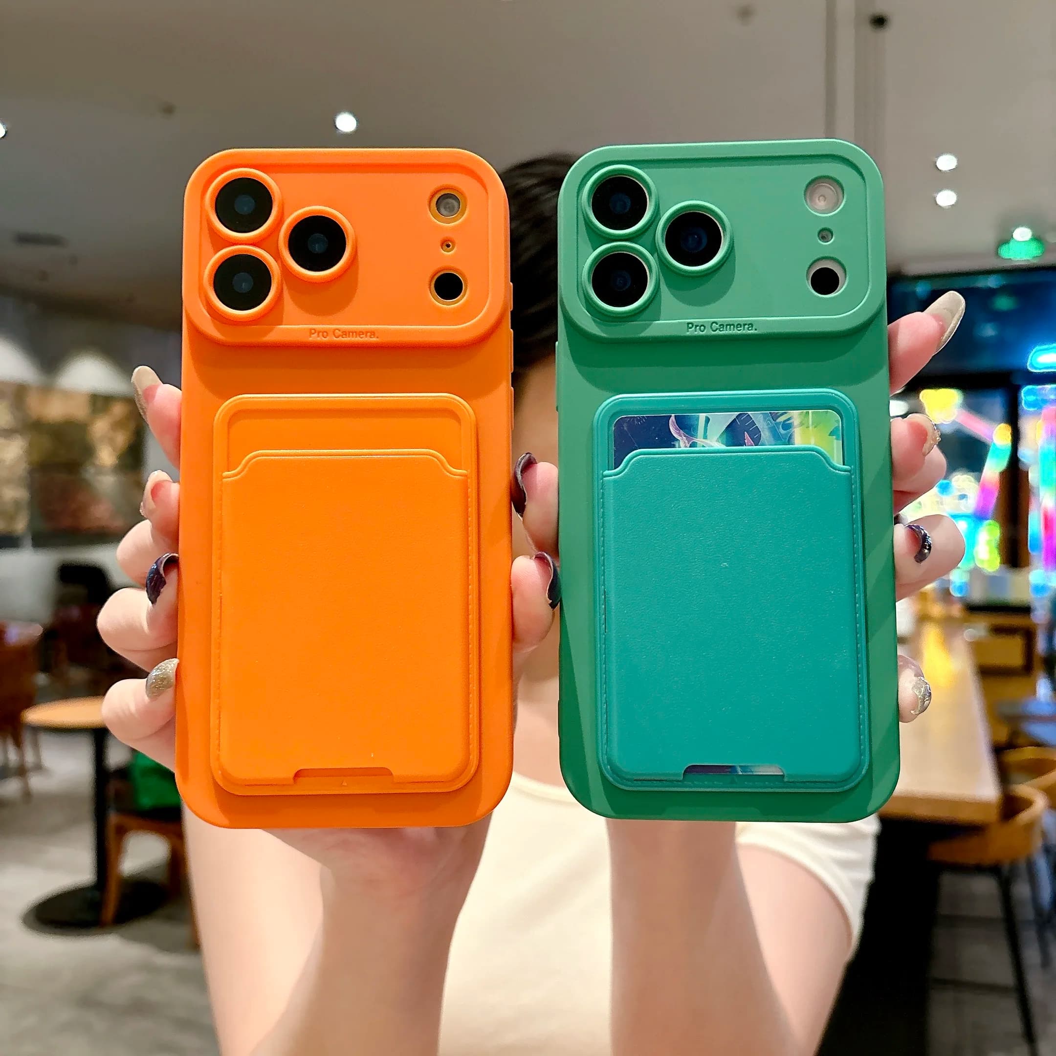 Solid-Color Minimalist Card Holder Phone Case For iPhone 17 16 15 14 13, 12 Pro Max 11 Drop- and Shock-Resistant Protective Case
