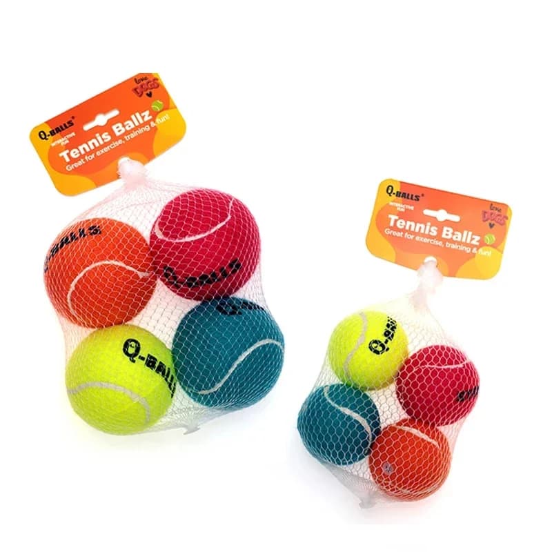 Set di giocattoli per cani Palline da masticare con cigolio in gomma naturale a parete spessa per cani Palline rimbalzanti interattive da tennis per l'addestramento Palline da 4 pezzi