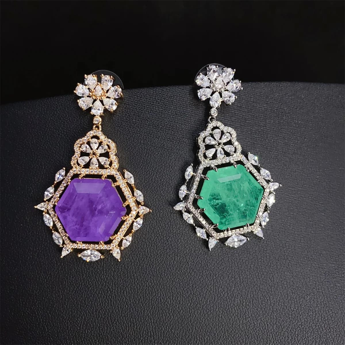 Fashionable atmosphere flower hexagonal trend ladies earrings for daily party dating travel prom holiday gift jewellery set E264