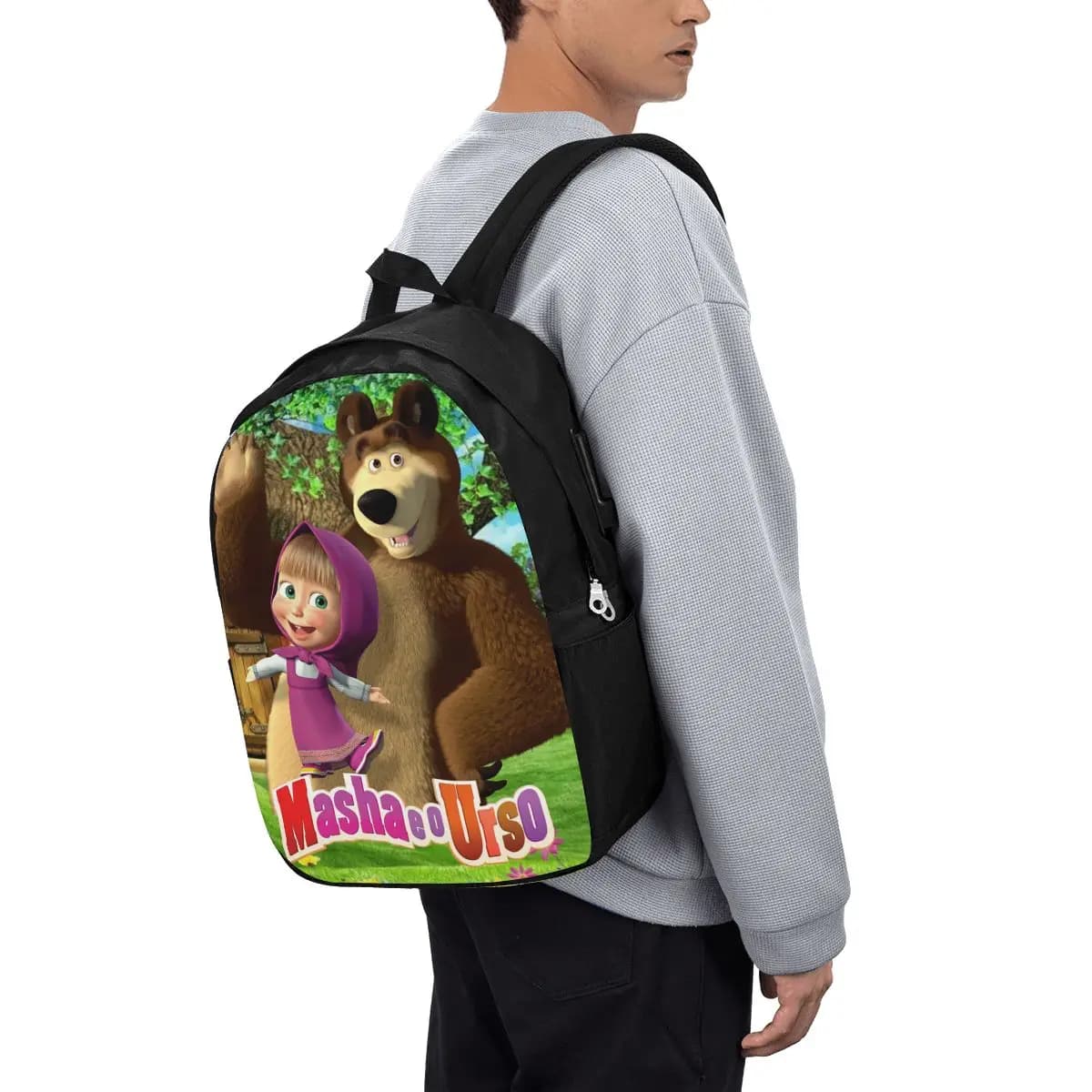 Zaino Cartoon Masha And The Bears, borsa da viaggio per notebook, borsa per computer, borsa da scuola per studenti universitari, borse a tracolla per laptop per uomo e donna