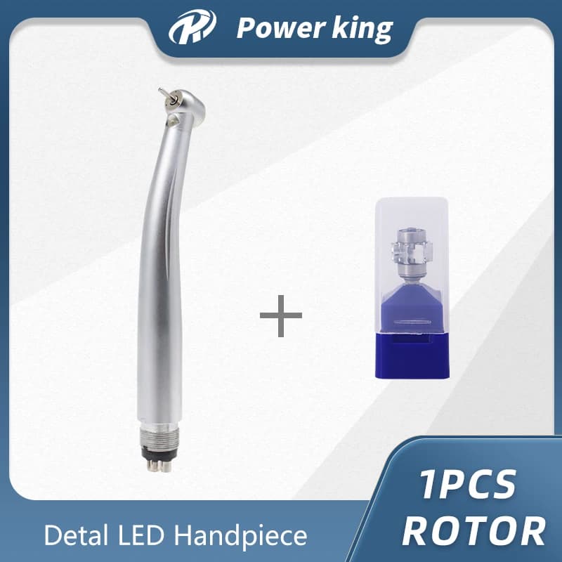 Dental Handpiece Ceramic Bearing Kit LED Light High Speed 3 Water Spray with Rotor 2/4 Holes E-generator Air Turbine Push Button
