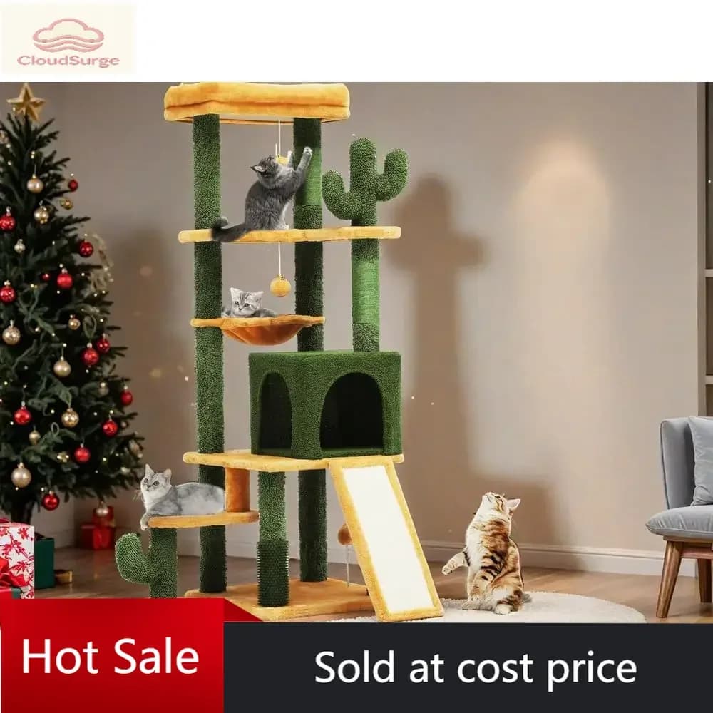 Promozione a tempo limitato: Torre per gatti alta 60 cm con spazzola autopulente, albero da arrampicata, casetta, posatoio, cestino, scivolo
