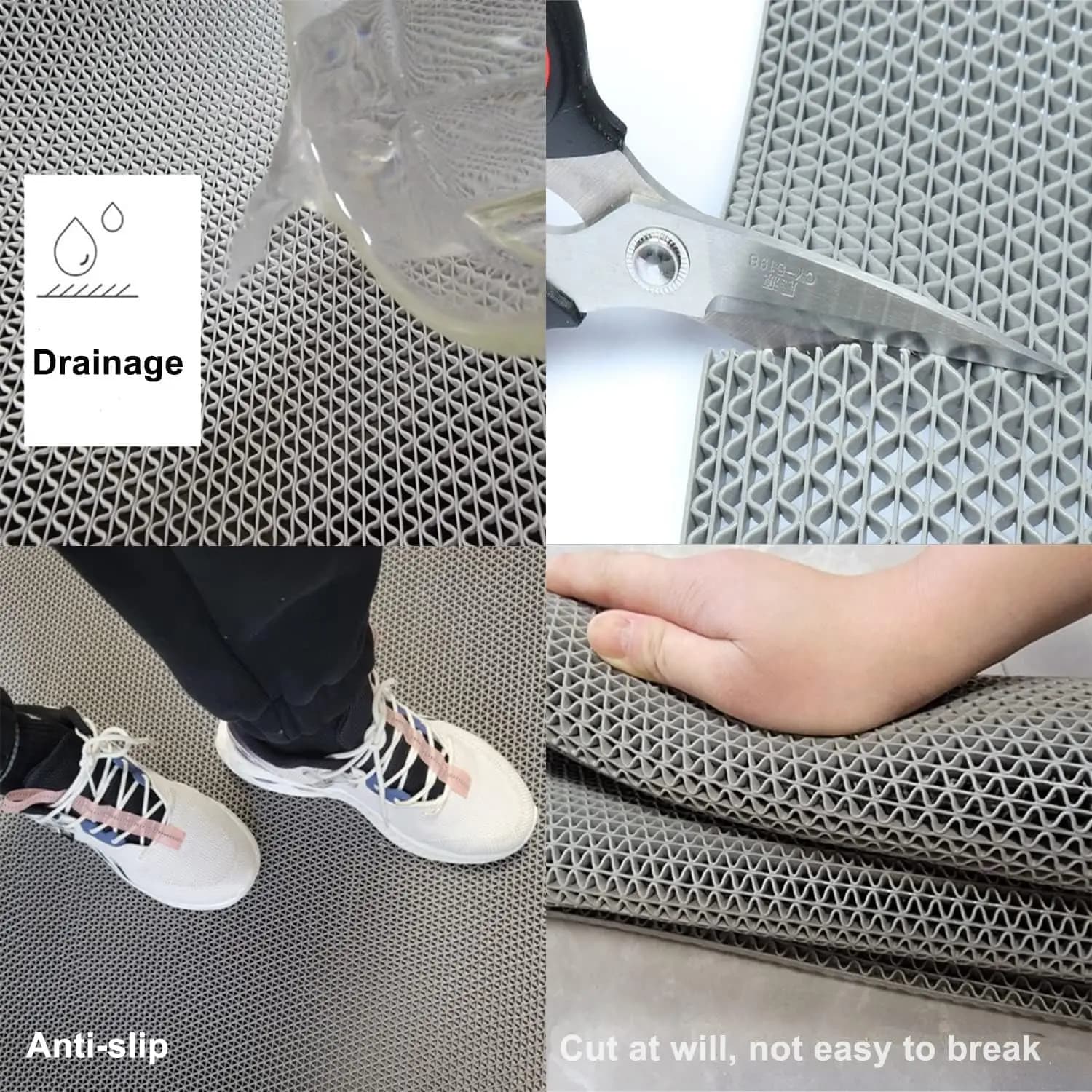 Tappetino Antiscivolo Minimalista per Bagno e Cucina, Tappetino a Rete Cava per Pavimento del Bagno, Tappetino Antiscivolo in Plastica, Durevole e alla Moda