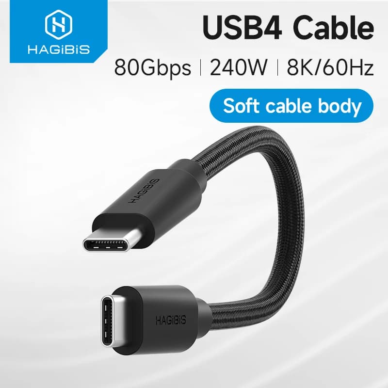 Hagibis Cavo USB4 Spina verticale Cavo corto da USB C a USB C 80 Gbps 240 W PD3.1 Cavo 8K per Thunderbolt 4/5 Mac mini M4 Mac Studio