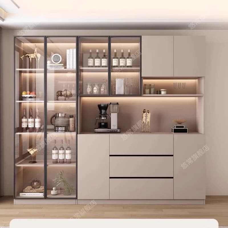 Mobili per armadietto da bar per la casa Scaffale in vetro Accessori per vino Bicchieri da torre di champagne Armadi da parete in plastica Drankkast
