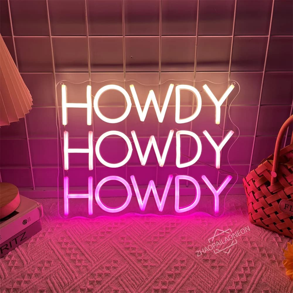 Howdy Neon Sign Cowboy LED Neon Light USB Power Decorazione da parete per Gameroom Man Cave Beer Bar Cafe Neon Led Sign Party Gift