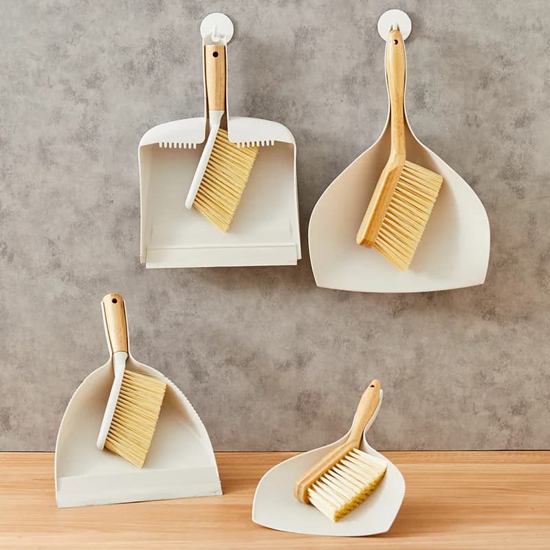 Bamboo Handle Mini Brush Small Broom Gap Floor Sofa Desktop Cleaning Small Broom Dustpan Combination Set