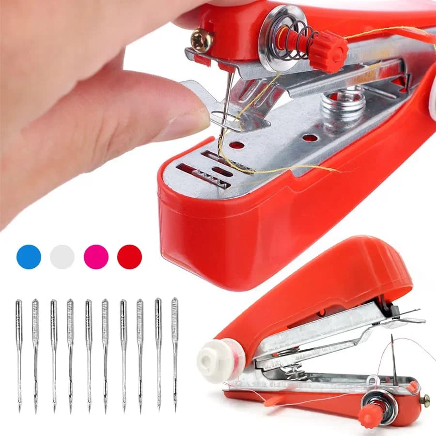 Mini macchina da cucire portatile 11/22 pezzi con kit di aghi, per tessuti sottili e accessori manuali per la casa XJM