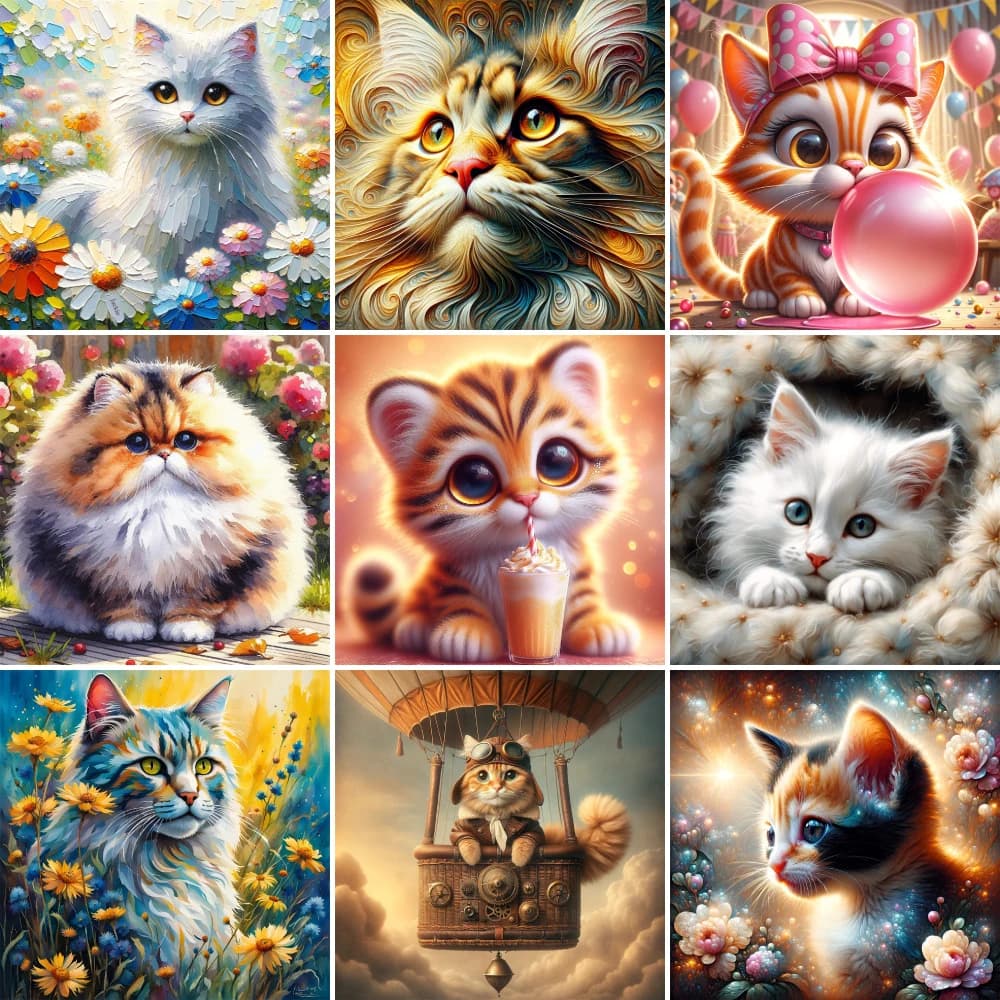 Animale Pet Cat stampato punto croce Kit completo ricamo fai da te cucito pittura ricamo artigianato decorazioni per la casa gioielli per adulti