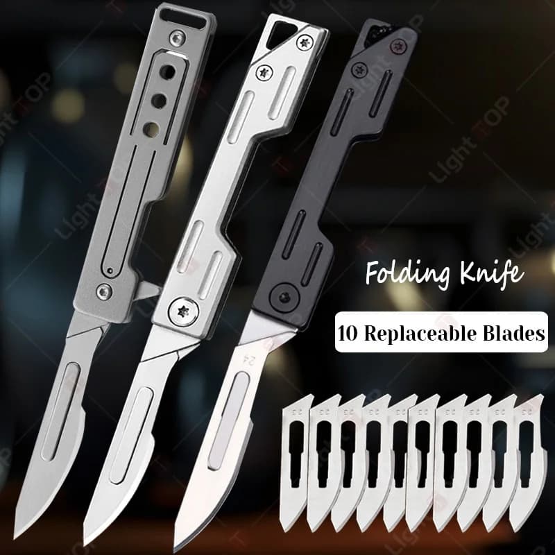 WXCOO Multifunctional Fruit Knife Kitchen Knife Supplies Stainless Steel Folding Pocket Utility Knife Quick Open Scalpel