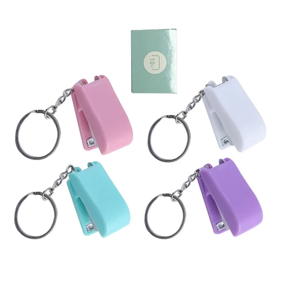 Set Mini Graffettatrice Portatile a Portachiavi, Piccolo Strumento per Rilegatura Libri, Cancelleria per Ufficio