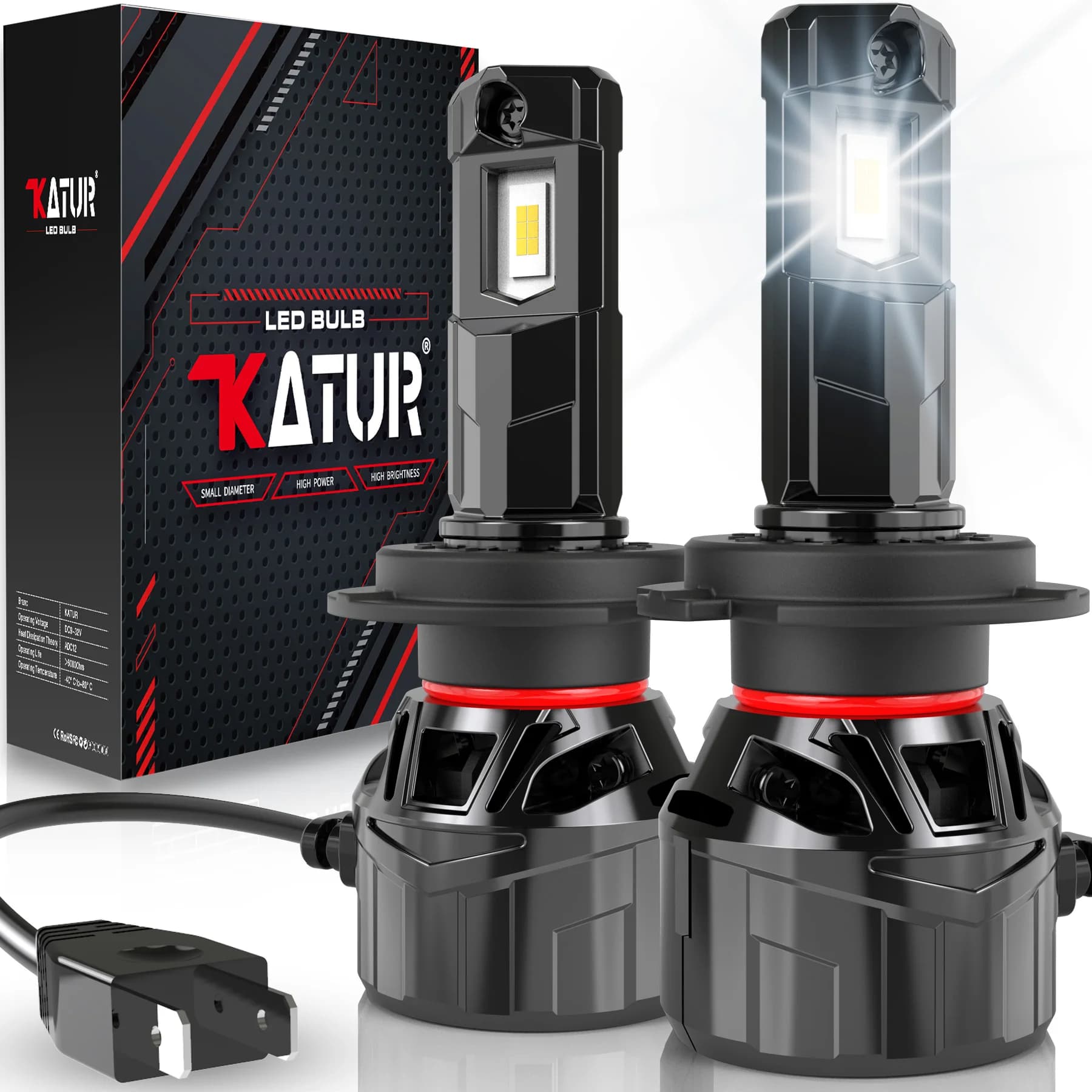 Katur 2x H4 H7 H8 H11 9005 9006 H9 HB3 HB4 HIR2 9012 Faro a LED Canbus 40000Lm Lampada a LED Lampadina Auto Faro 6000K Luce per auto