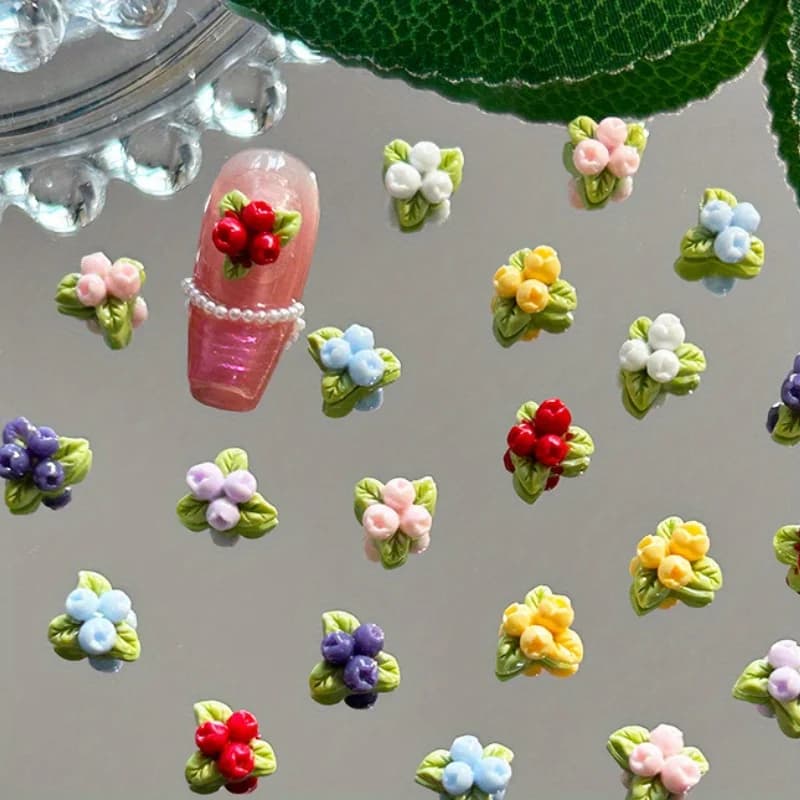50/100pcs Resin Mini Blueberry Shape Accessories for Nail Art Mixed Bright Berries Sheet Decorations for Nail Art Accessories for Nail Art