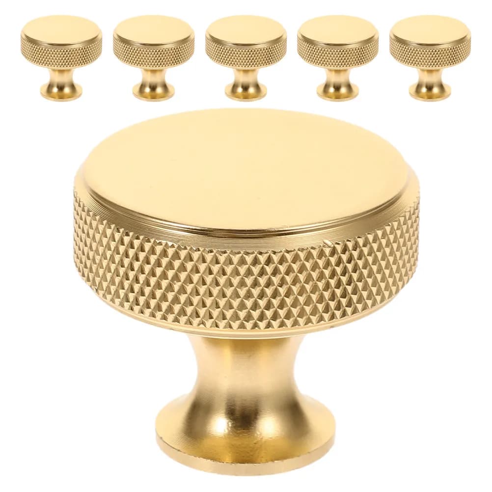 6 Pezzi Maniglie Rotonde in Oro Massiccio, Eleganti Pomelli a Foro Singolo per Cassetti, Maniglie Moderne per Mobili, Pomelli per Ante di Cucina e Armadi