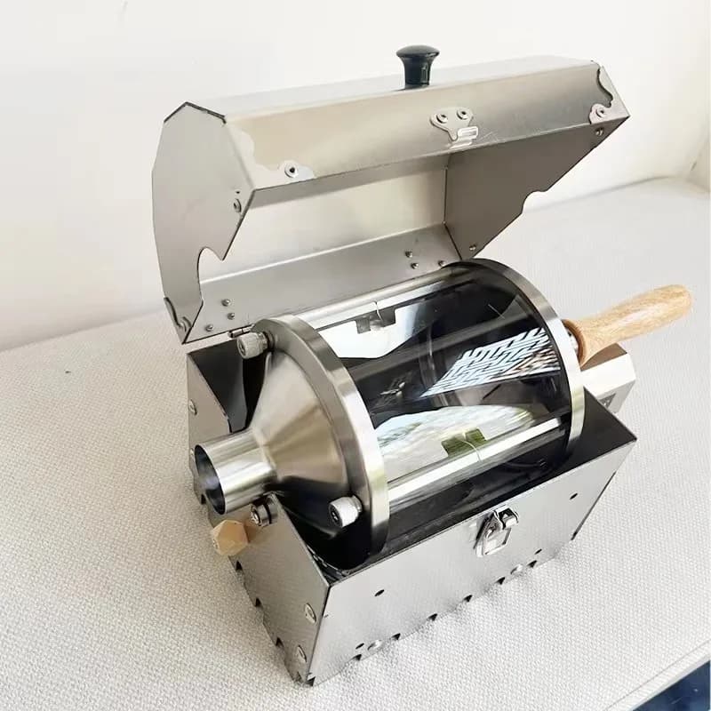 New Home Coffee Roaster Bean Roaster Electric Dried Fruit Roaster Coffee Roasting Bean Machine Silver Leather Drawing