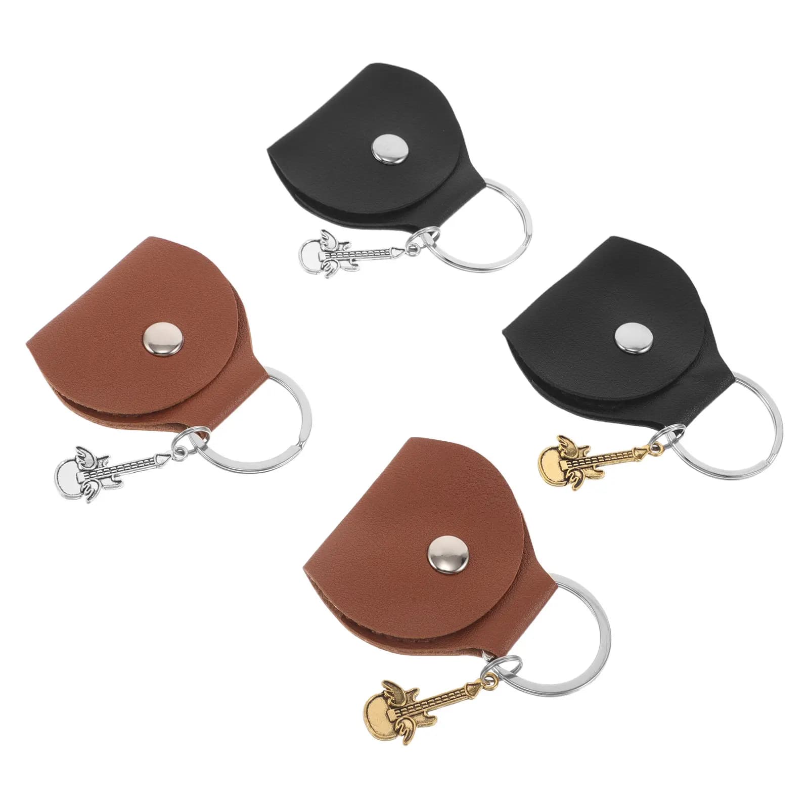 Set di 4 Portaplettro per Chitarra, Custodia per Plettri con Design a Portachiavi, Organizer Compatto per Plettri per Musicisti