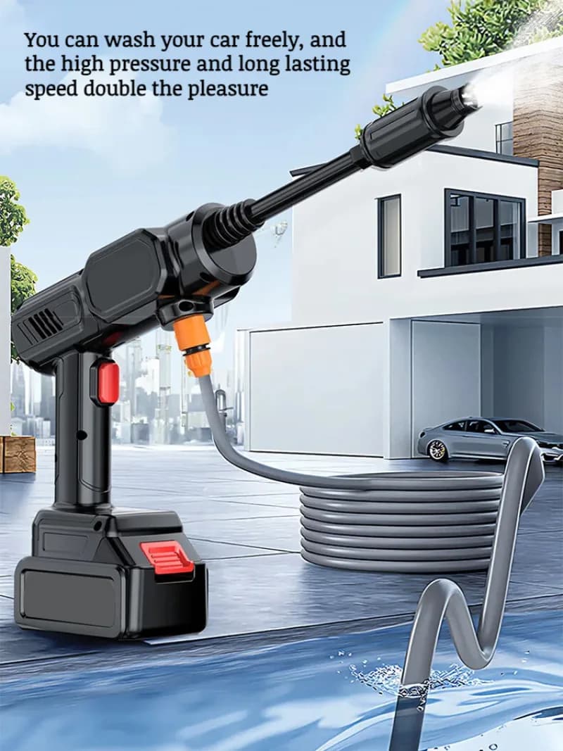 Pistola ad acqua per autolavaggio ad alta pressione wireless portatile per la casa Batteria al litio ricaricabile potente pistola ad acqua per pulizia