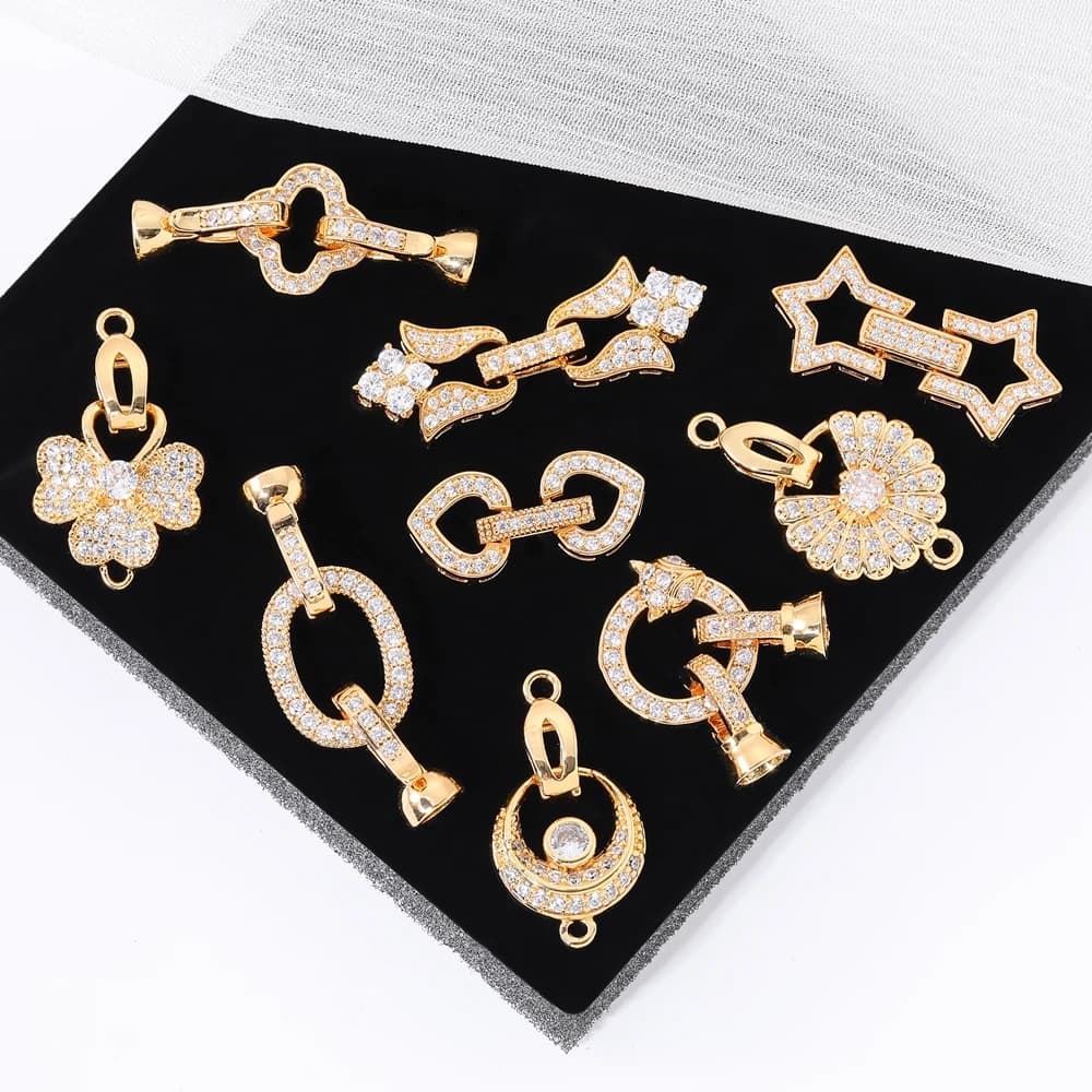 Juya 18K Placcato Oro Elementi di Fissaggio Decorativi Connettore Serrature Perle Catenacci Accessori Per Il Cucito FAI DA TE Perline Creazione di Gioielli