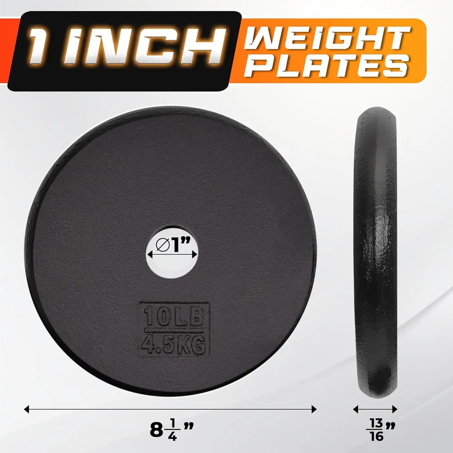 Piastra pesi standard in ghisa da 1" - Ideale per l'allenamento della forza - Peso multiplo: da 5 libbre a 25 libbre (singolo e set di 4)