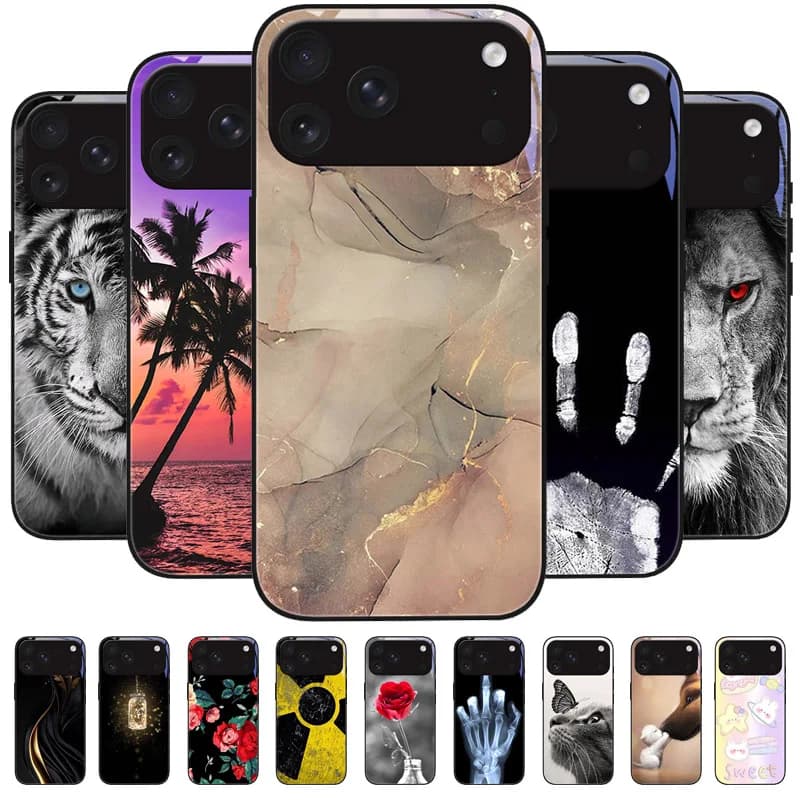 Custodia di Lusso Bling in Vetro Temperato per iPhone 17 Pro e 17 Pro Max, Cover Protettiva Antiurto in PC Rigido per iPhone 17