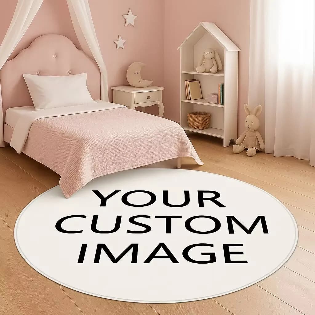Tappeto rotondo con foto personalizzata per la camera dei bambini Tappetino da gioco rosa principessa Tappeto morbido antiscivolo per tappetino personalizzato per camera da letto per ragazze e ragazzi