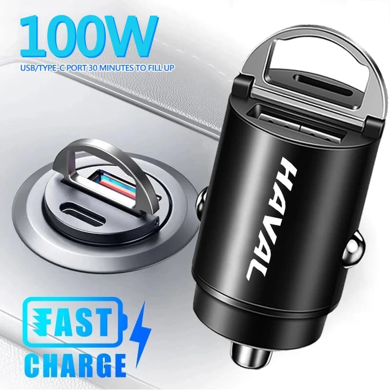 100W QC3.0 PD Mini Caricabatteria Per Auto Ricarica Veloce Auto USB Tipo C Caricatore Per Haval H6 Jolion H9 F7X F7 Dargo H2S M6 H3 H4 H5 H7 H8 F5