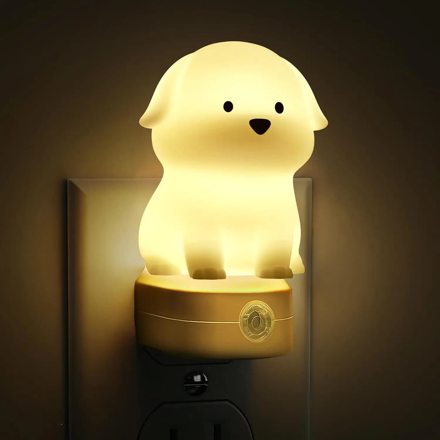 Luce Notturna 3D a Forma di Cucciolo con Sensore Crepuscolare, RGB+Luce Bianca Soffusa, Decorazione per Cameretta, Regalo