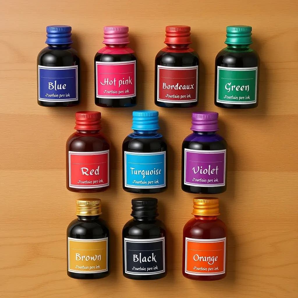 10 Bottles High Permeability Ink Non-Carbon Fast Dry Fountain Pen Ink Calligraphy Dip Pen Drawing Set Writing Accessory