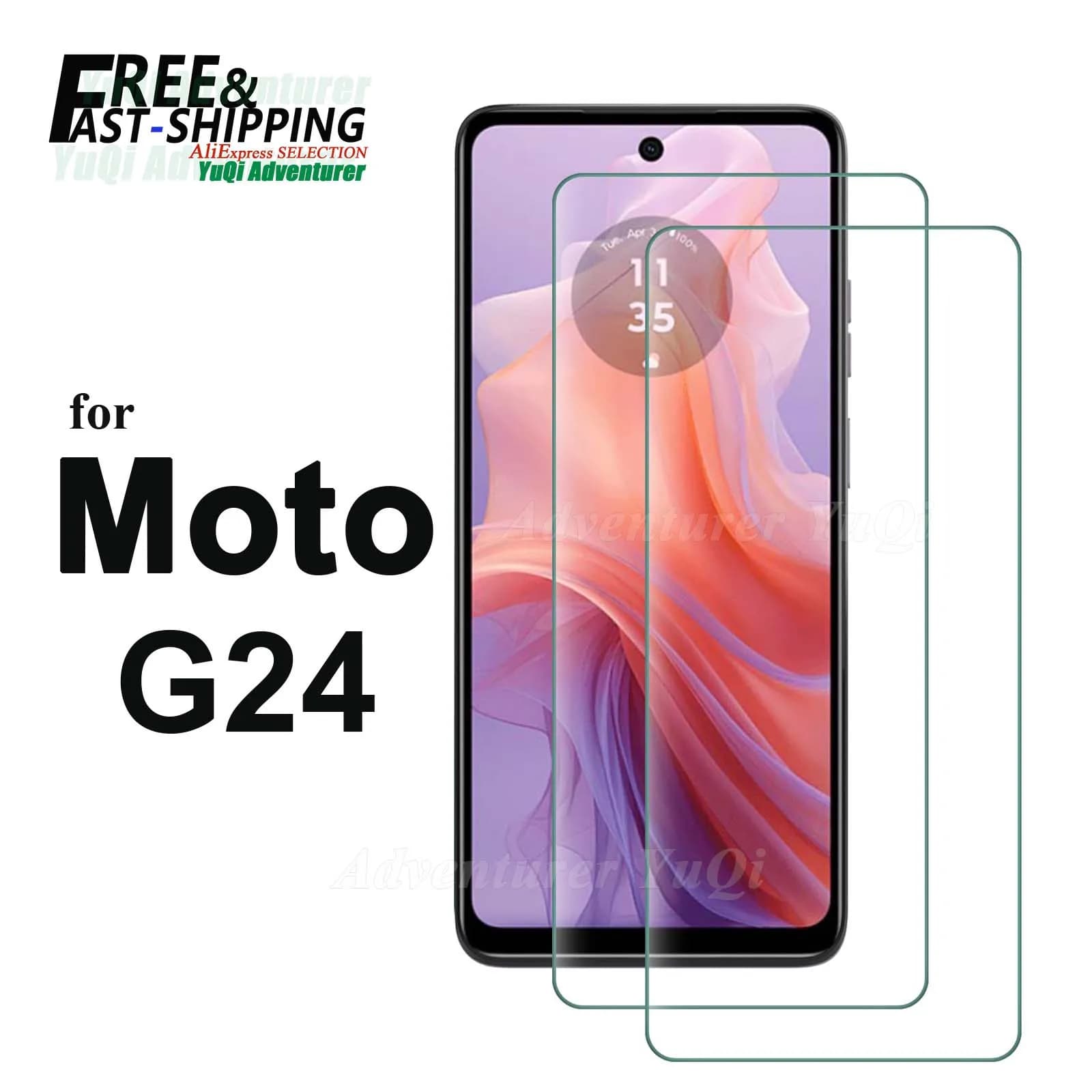Proteggi schermo per Motorola Moto G24, custodia antigraffio in vetro temperato HD Crystal 9H, Mica amichevole