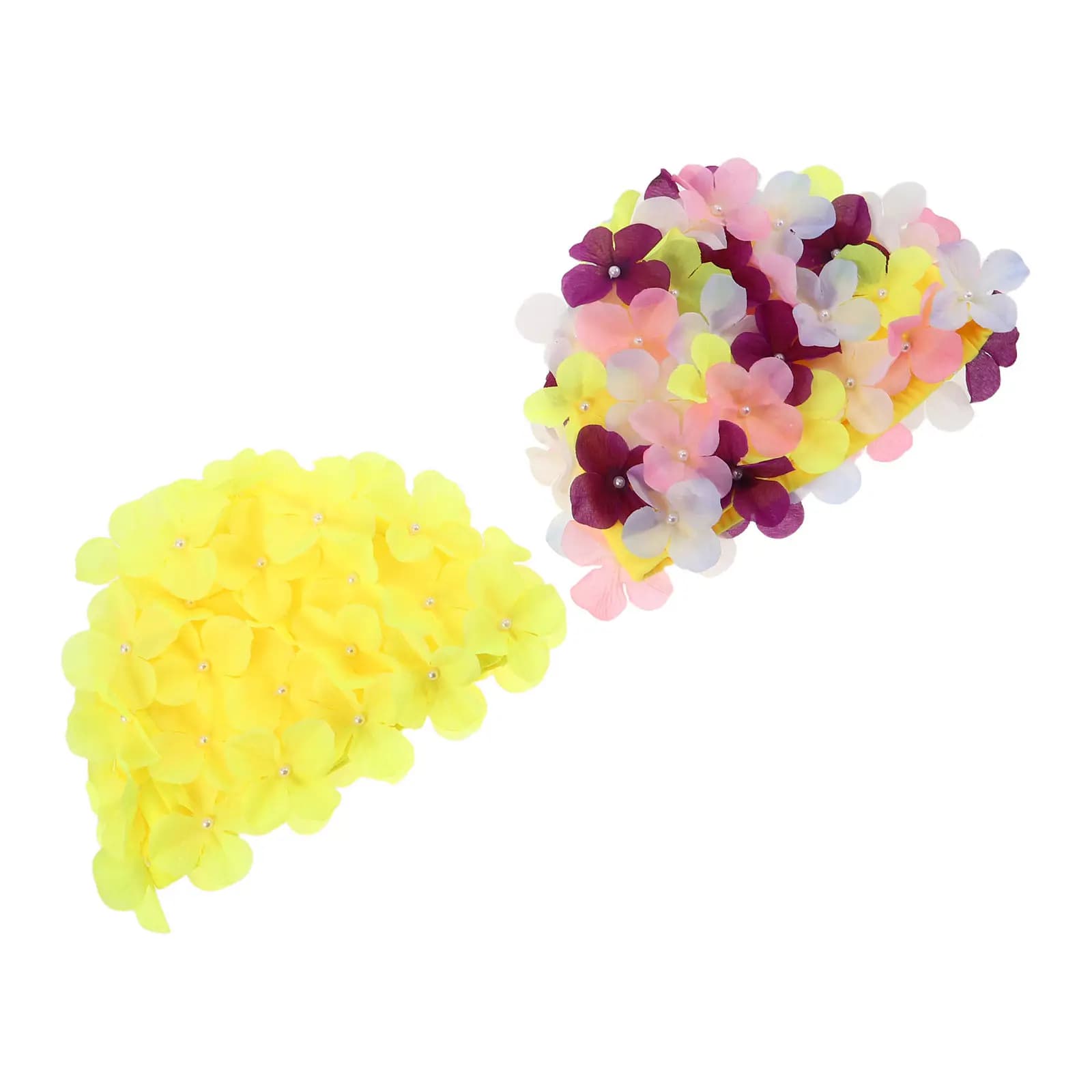 2Pcs Retro Flower Swim Cap Women Adult Girls Soft Nylon Swimming Cap with Bright Floral Design Hair Protection Pool Party Beach