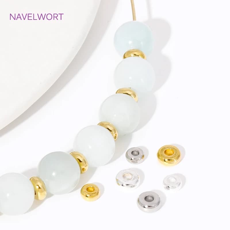 4/5mm 18K Gold Plated Round Spacer Beads Brass Flat Loose Beads For DIY Bracelet Necklace Jewelry Making Accessories Findings