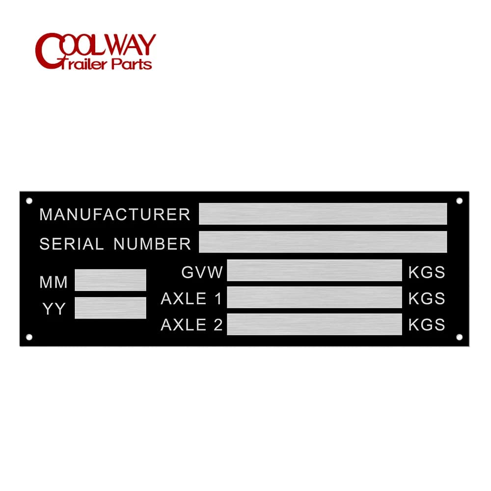 Identification Label for Vehicle Aluminum Vacuum or Engraved Weight Plate for Trailer Smart Car Box Boat Bike Chassic RV Camper Parts