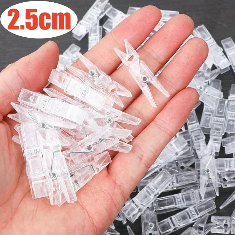 Mini clip trasparenti a molla da 2,5 cm per vestiti, fermagli per carta fotografica, mollette artigianali, decorazioni per la casa per feste