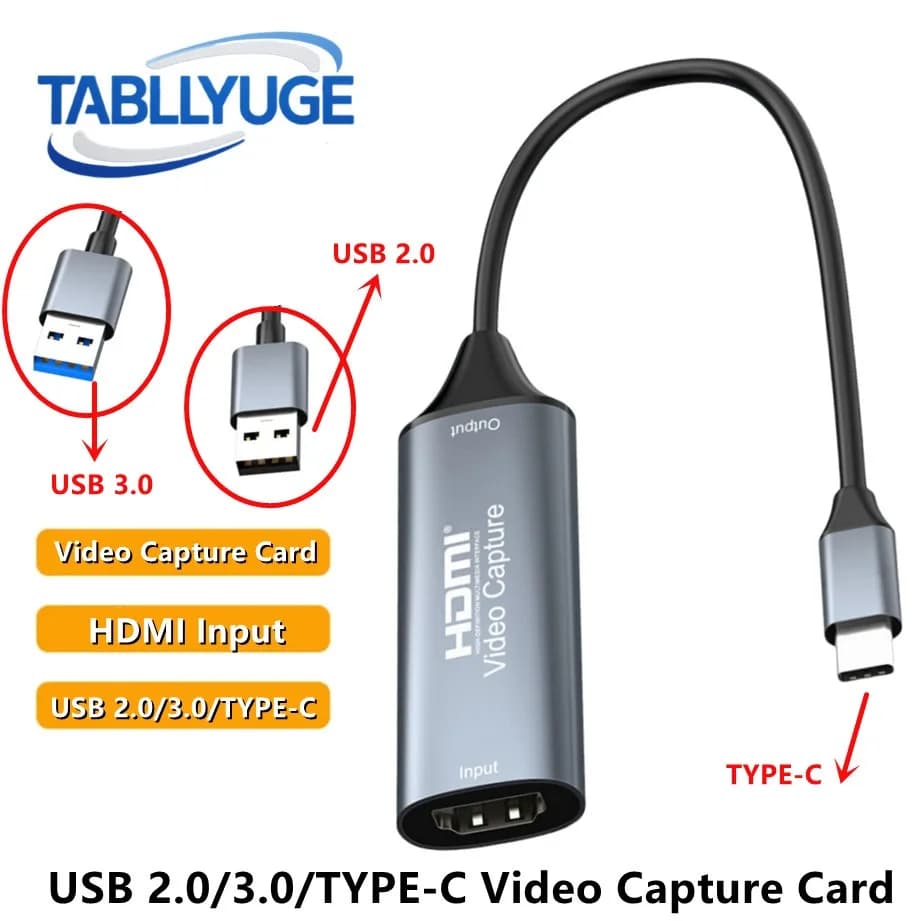 Scheda di acquisizione video HDMI 4K 30Hz Scheda di acquisizione video HDMI a USB 2.0/USB 3.0/TYPE-C per MacBook PS4 Gioco per PC Registrazione fotocamera DVD