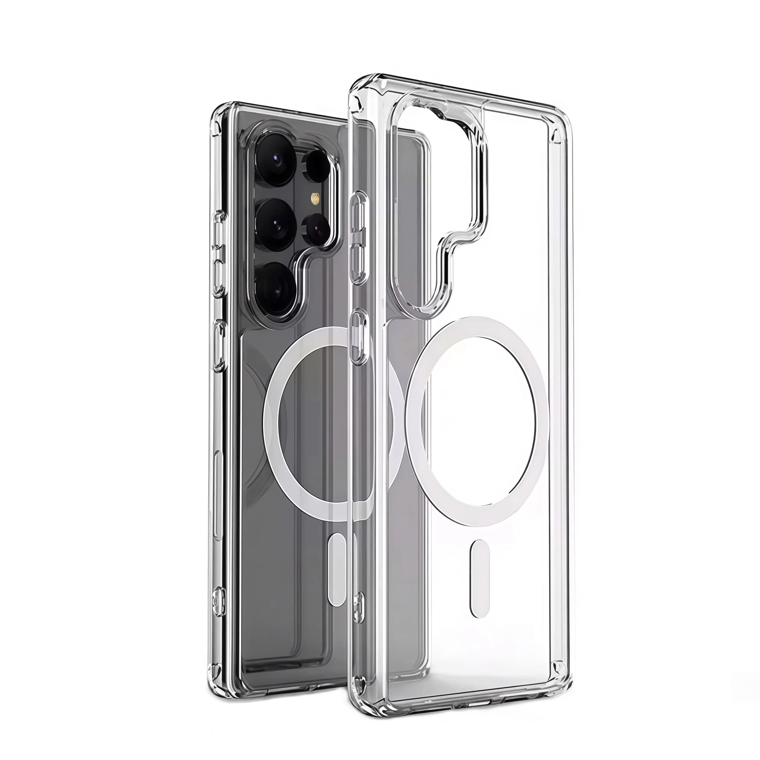 Transparent Shockproof Phone Case For Samsung Galaxy S26 S25 S24 S23 S22 S21 S20 Note 20 Ultra 10 Plus FE Magnetic Armor Cover