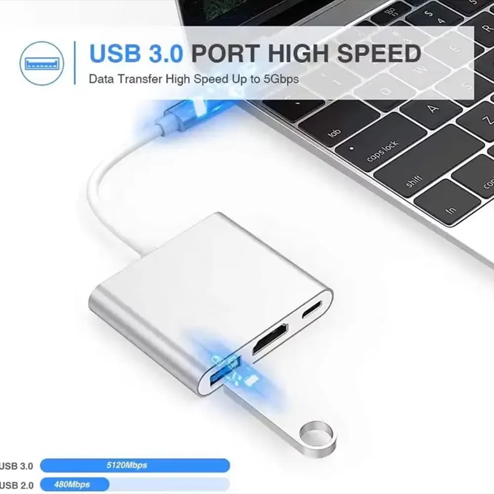 Hub USB C 3 in 1 Adattatore HUB compatibile da tipo C a HDMI Splitter di ricarica USB 3.0 PD per MacBook Air Pro Huawei Samsung Nintendo