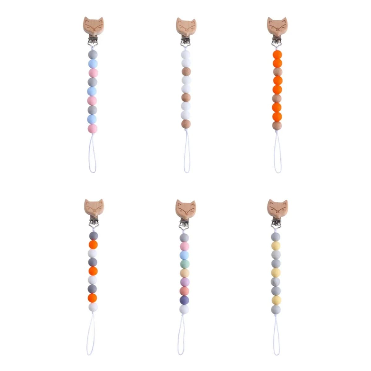 Baby Wood Pacifier Clips Chain Silicone Beads Dummy Holder For Baby Teether Teething Chain Nursing Chew Toy Gift