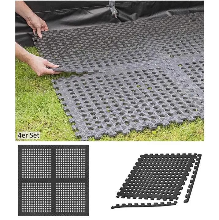Set di tappetini per tende da campeggio da 4 pezzi Set di piastrelle per pavimenti Puzzle Tappetino sporco Tappeto per tende adatto per camper e roulotte Tappetino da campeggio
